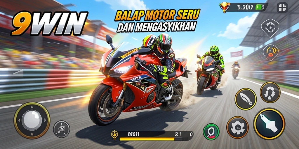 Tampilan gameplay seru di trek balap 9WIN.