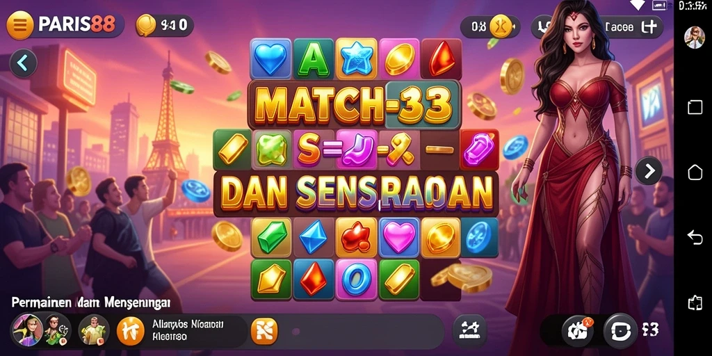 Tampilan gameplay seru PARIS88 dengan efek visual yang menarik.