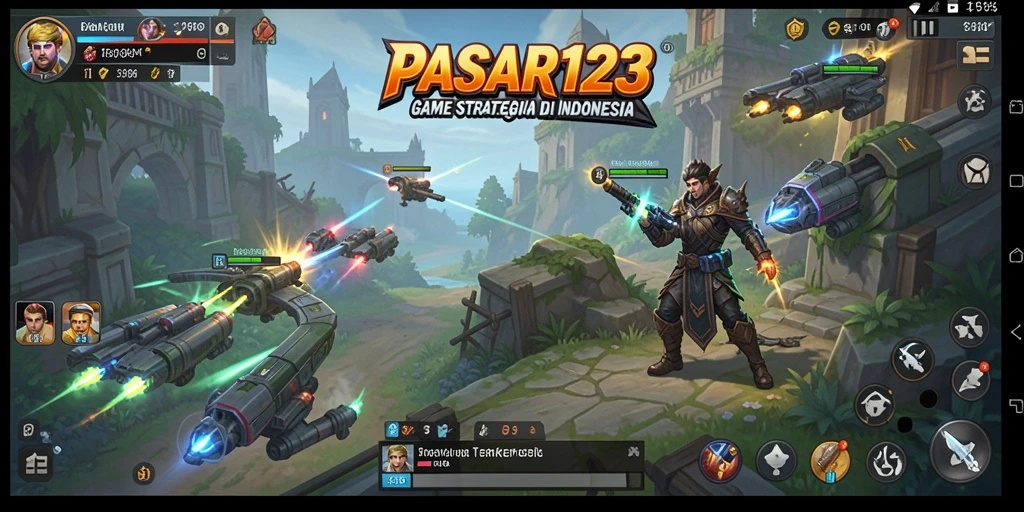 Tampilan gameplay PASAR123 dengan pasar yang ramai dan strategi menarik.