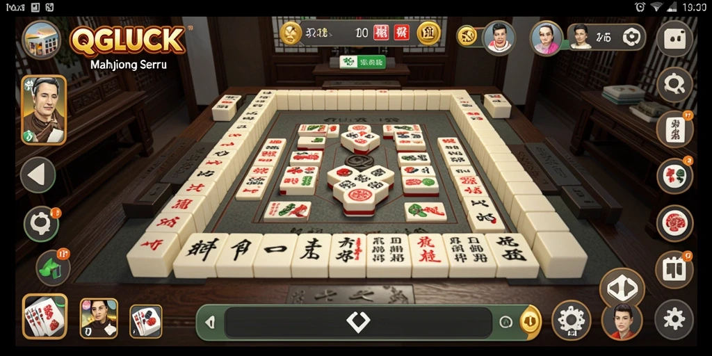 Tampilan gameplay menarik dari QGLUCK saat menyusun ubin Mahjong.