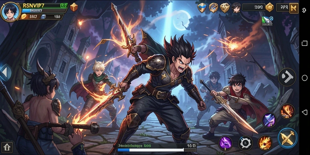 Screenshot RSNVIP7 memperlihatkan aksi karakter dengan grafis Anime yang memukau.
