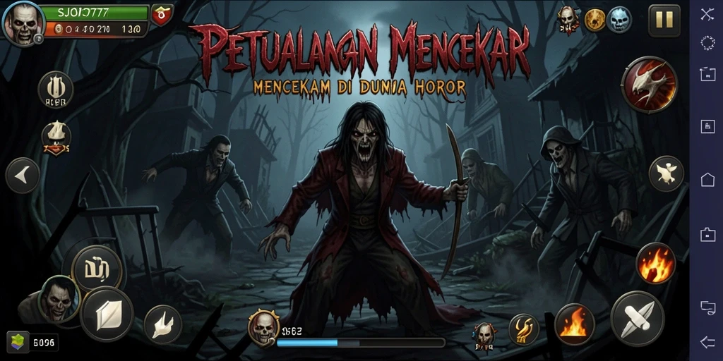 Screenshot menampilkan suasana seram dalam gameplay SJO777.