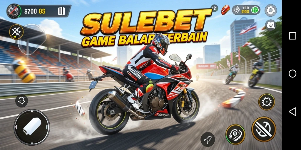 Gameplay SULEBET yang menegangkan dalam aksi balap motor.